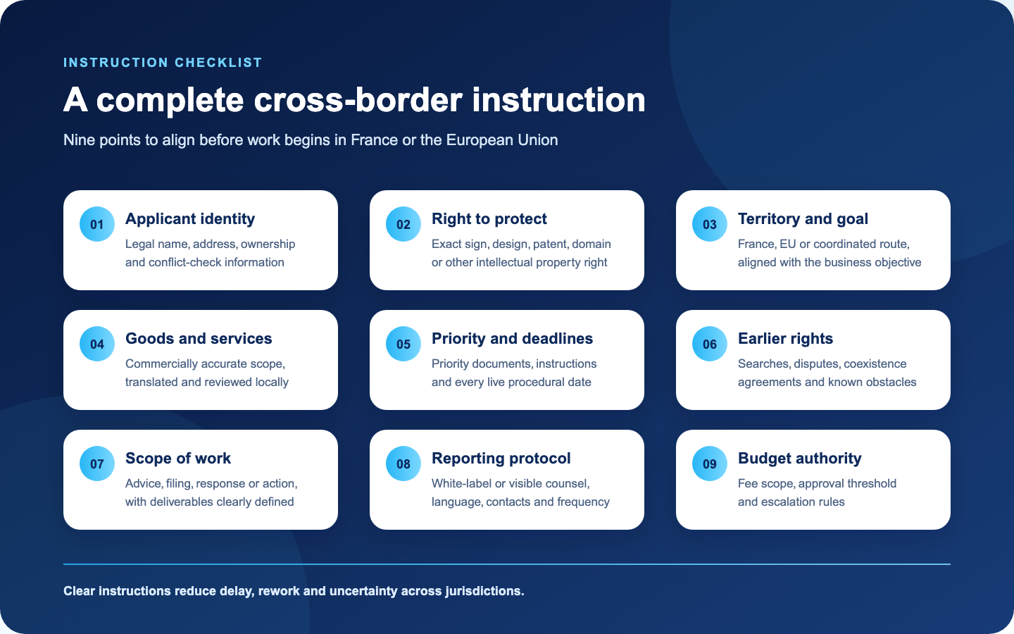 Nine-point checklist for instructing French and EU IP counsel